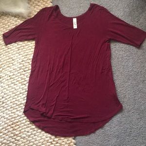 Yala maroon bamboo material high low shirt